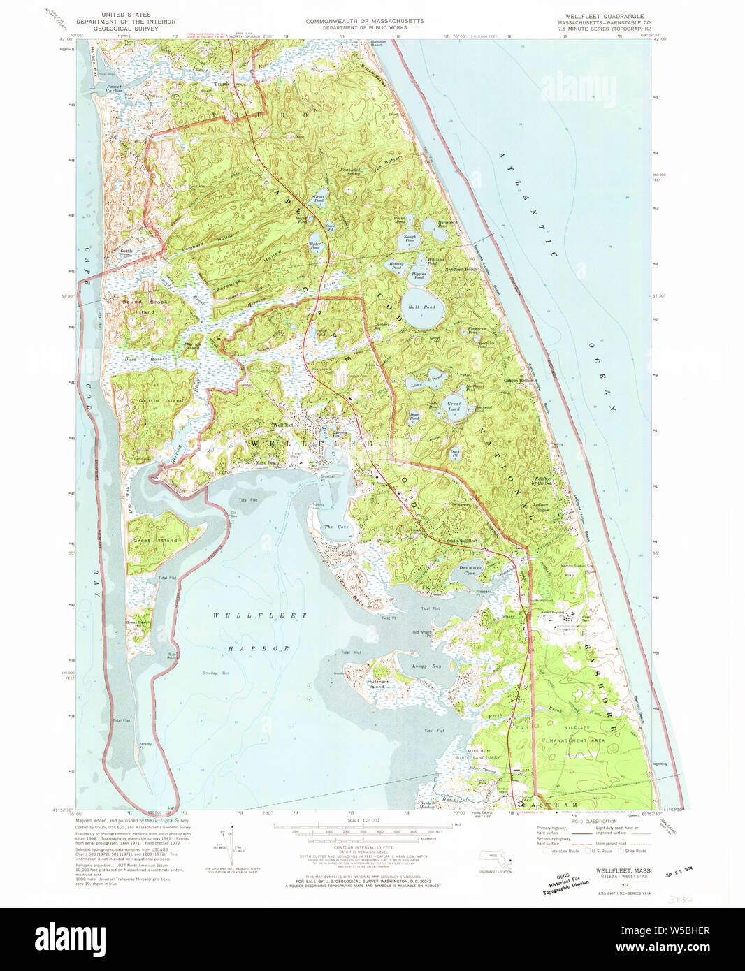 Massachusetts USGS historischen Topo Karte MA Wellfleet 350696 1972 24000 Wiederherstellung Stockfoto