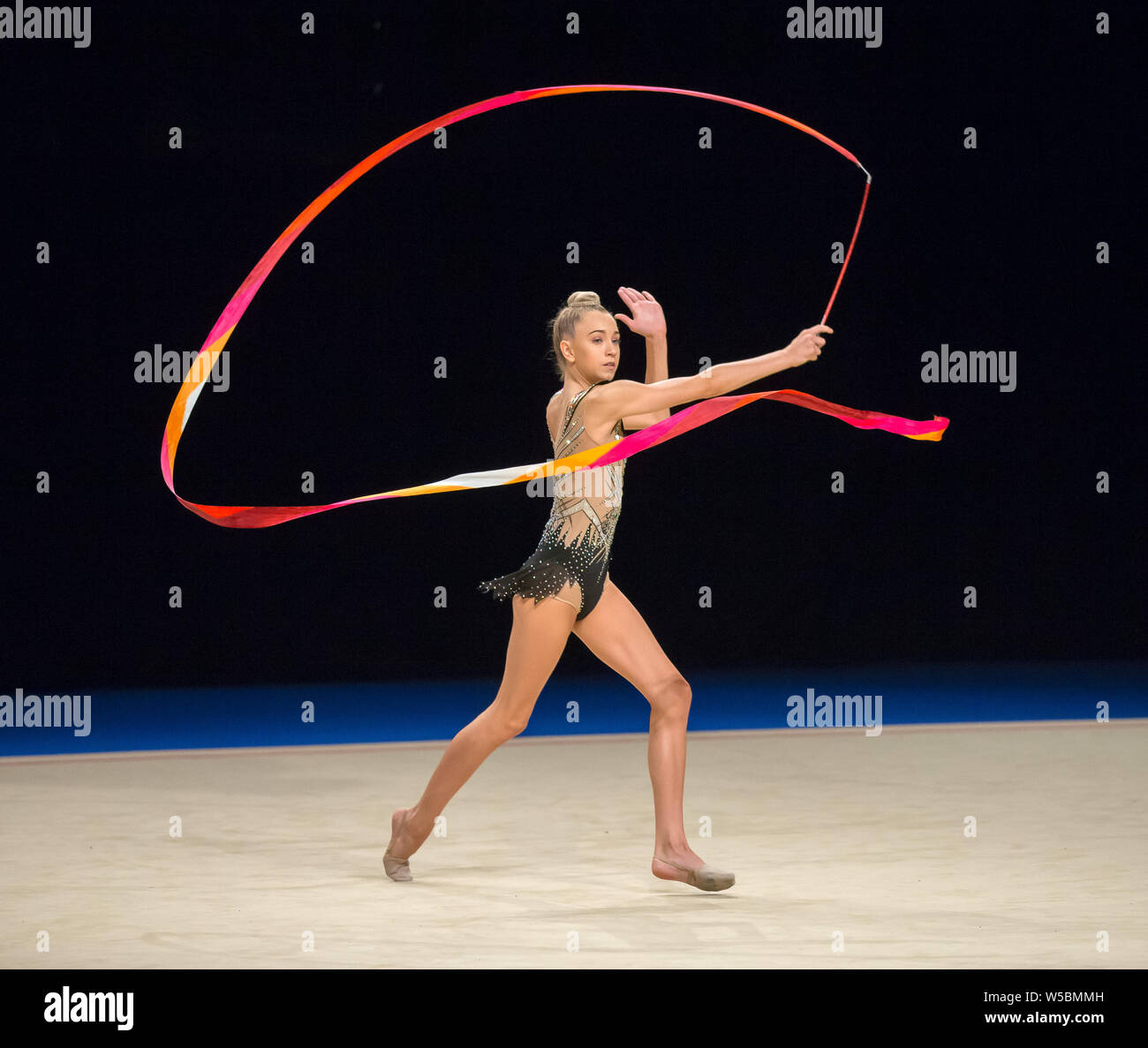 Liverpool, Großbritannien. 27. Juli, 2019. Rhythmische Gymnastik und Akrobatik Gymnastik 2019 Britische Meisterschaft Tag drei: Rahel Lattimer, South Essex GC Junior Band einzelnen Credit: Aktion Plus Sport Bilder/Alamy leben Nachrichten Stockfoto