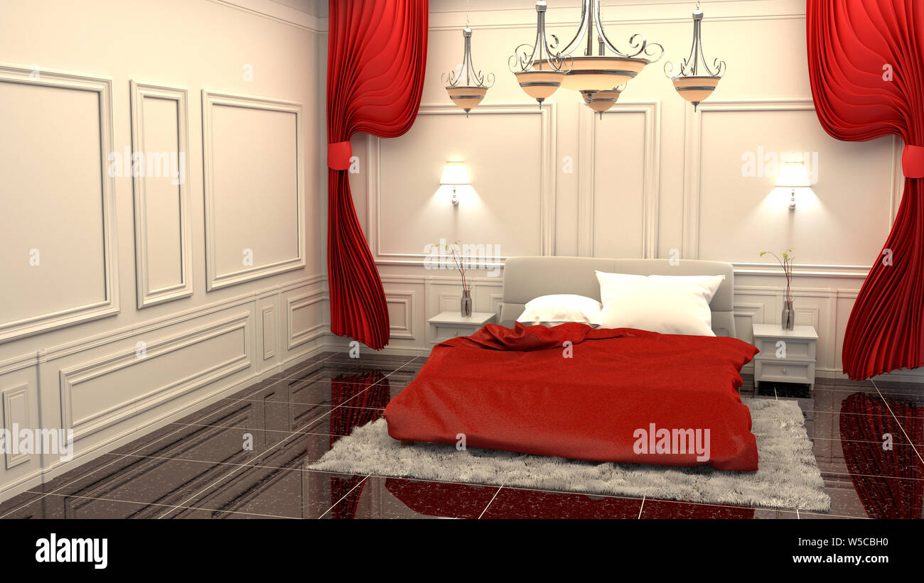 Elegance Bed Zimmer Luxus stil. 3D-Rendering Stockfoto
