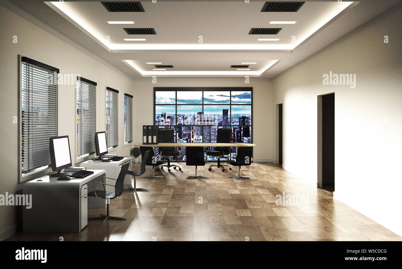 Office Business - schöne Tagungsraum und Konferenztisch, modernen Stil. 3D-Rendering Stockfoto
