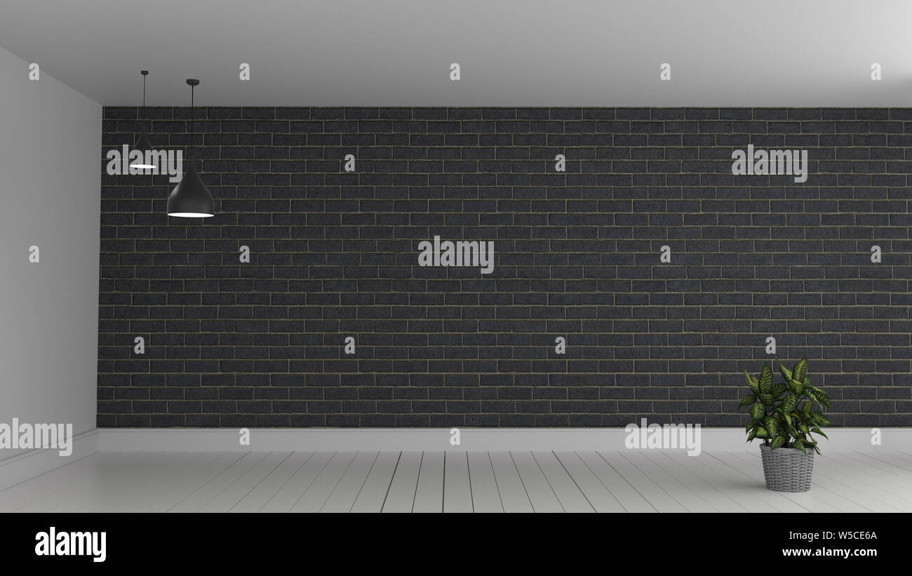 Schwarze Wand und weißen Holzmöbeln und modernen Loft-stil. 3D-Rendering Stockfoto