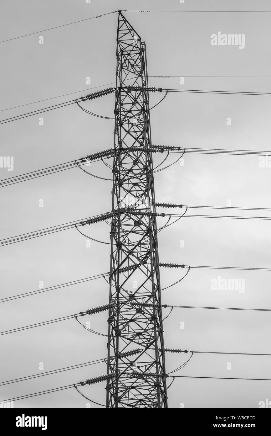 Die Hochspannungs-electric power Tower Stockfoto