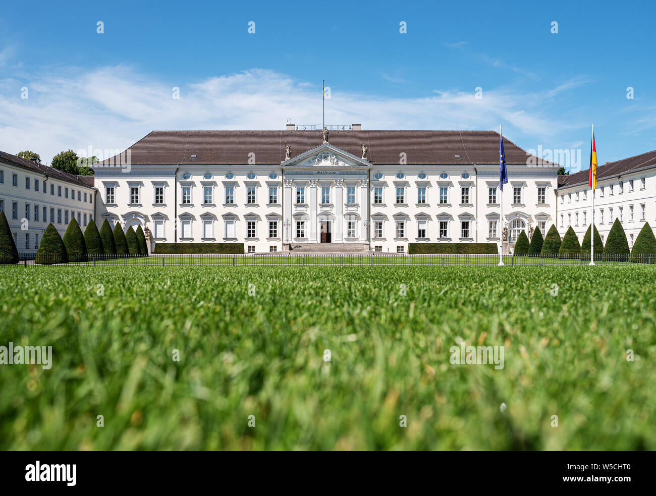 2019-07-24 Berlin, Deutschland: Schloss Bellevue, Schloss Bellevue, Tiergarten, Residenz des Präsidenten der Bundesrepublik Deutschland Stockfoto