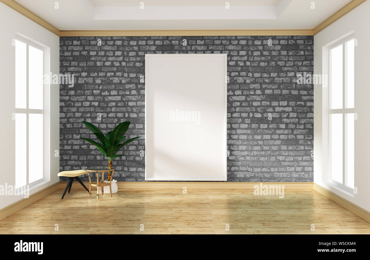 Innenarchitektur leeren Raum graue Mauer und Holzboden mock up. 3D-Rendering Stockfoto