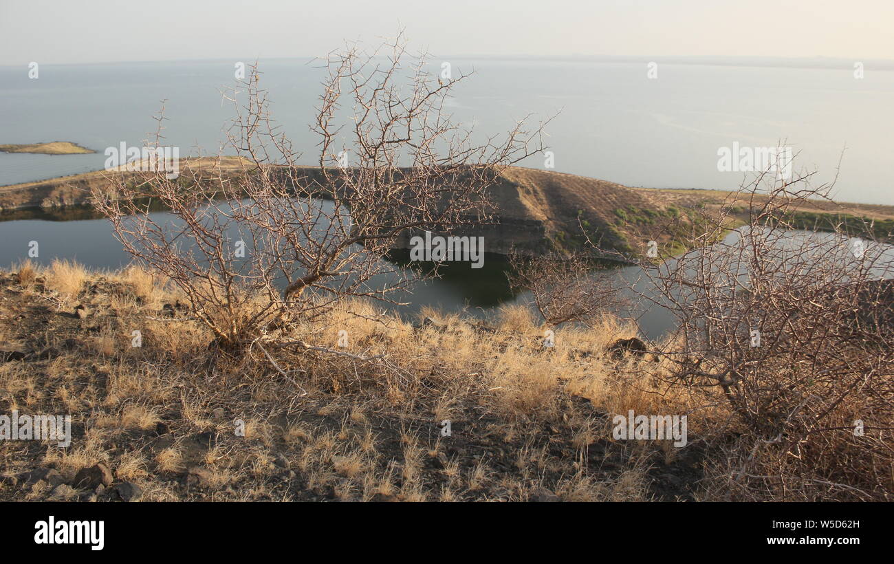 Central Island, Lake Turkana, Oberseite, schöne Aussicht auf den Sonnenuntergang Stockfoto