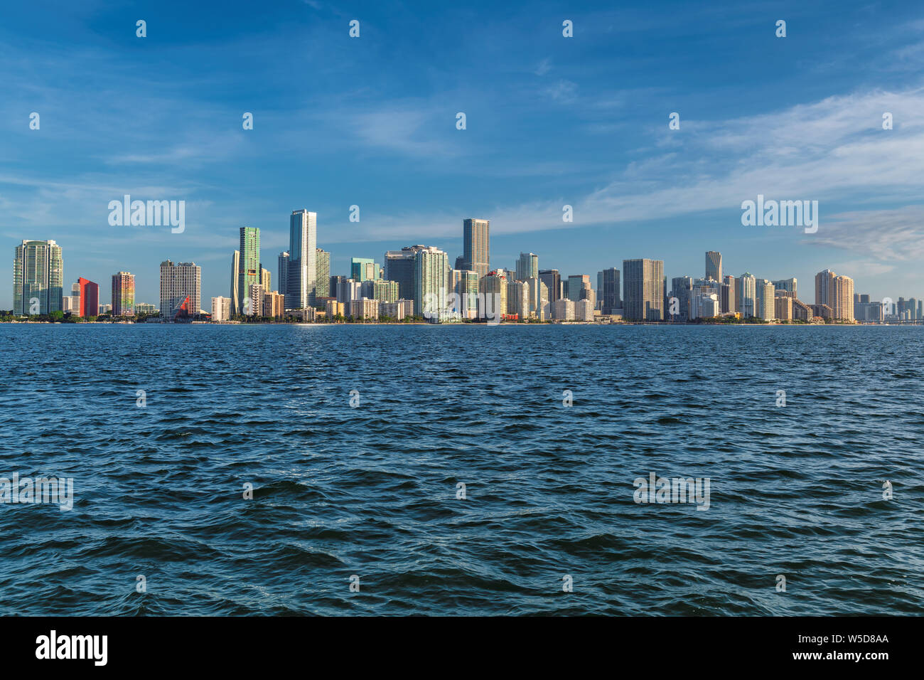 Miami Skyline am sonnigen Morgen, Miami, Florida. Stockfoto