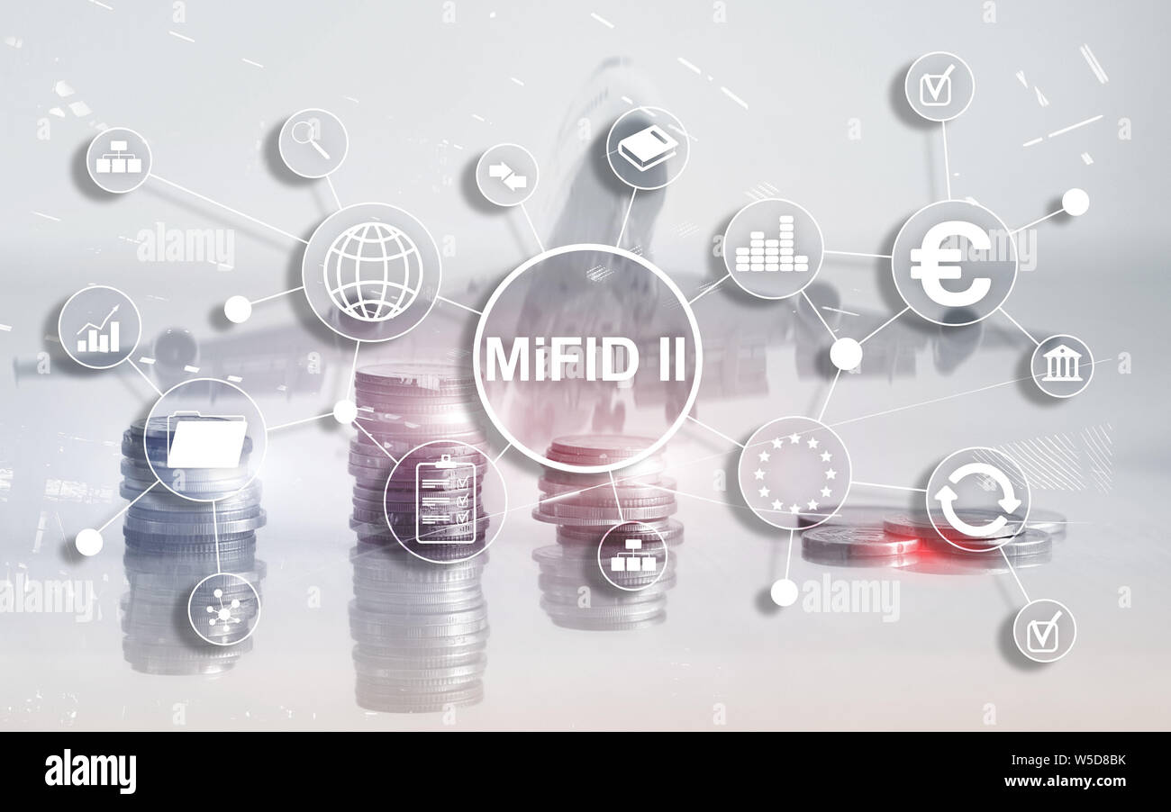 Die Richtlinie über Märkte für Finanzinstrumente. MiFID II. Anlegerschutz Konzept Stockfoto