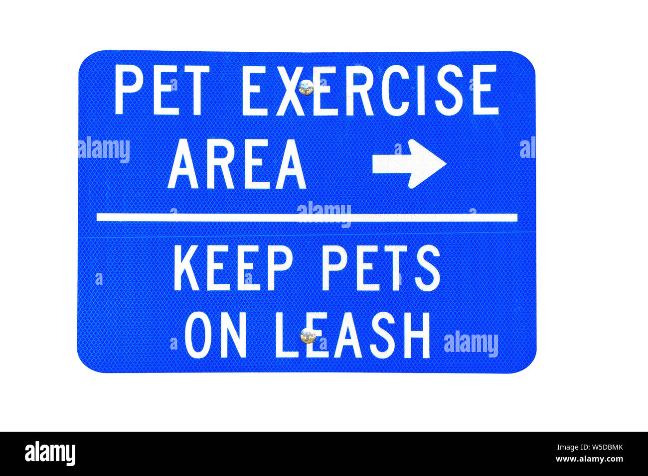 Blau und Weiß pet übung Bereich Zeichen auf weißem isoliert Stockfoto