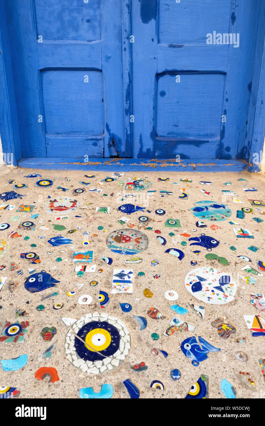 Traditionelle Mosaikboden Dekoration in der Stadt am Mittelmeer Kas, Türkei Stockfoto