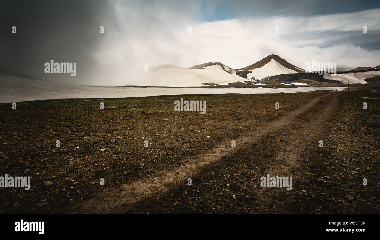 Sturm auf die Vulkane in Island Laugavegur Trek Stockfoto