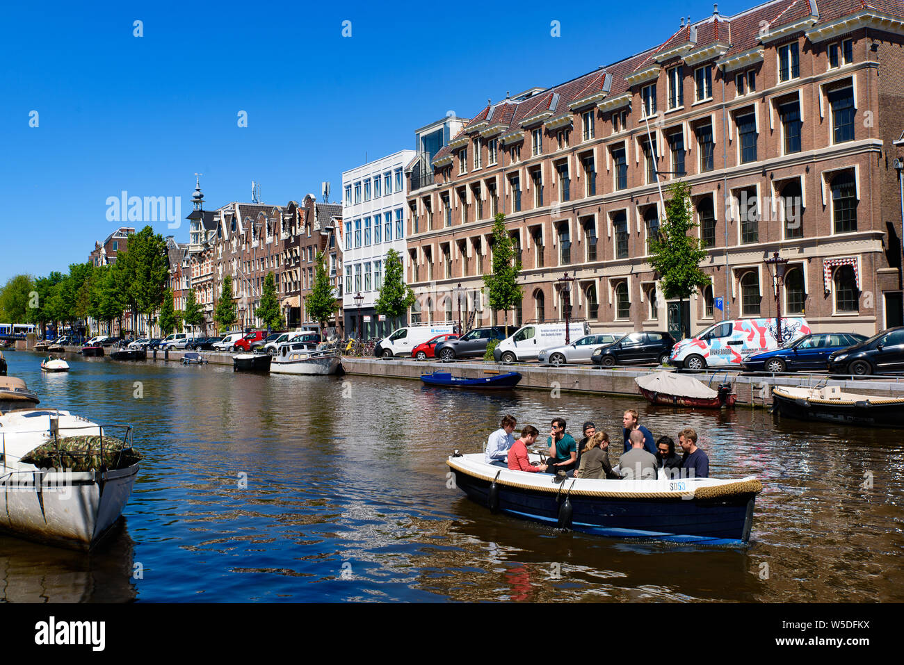 Bootstour und Canal Cruise in Amsterdam, Holland, Niederlande Stockfoto