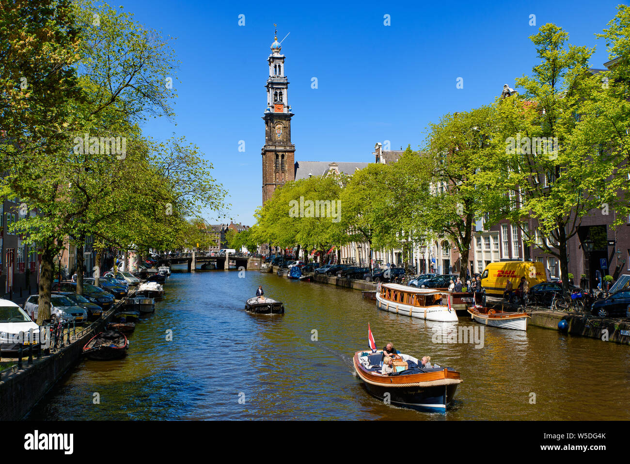 Bootstour und Canal Cruise in Amsterdam, Holland, Niederlande Stockfoto