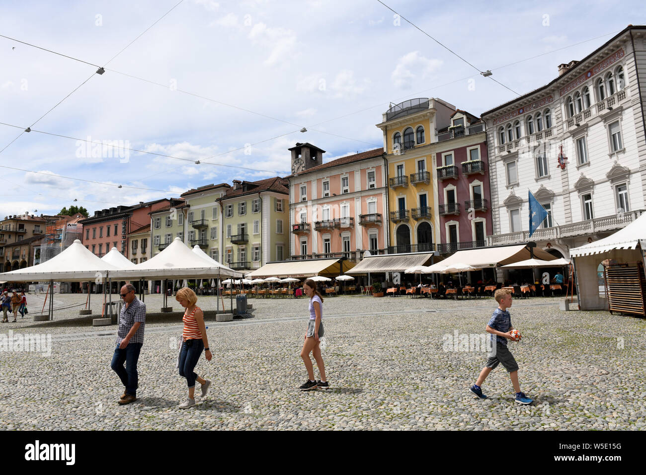 Piazza Grande Place in Locarno auf den italienischen Teil der Schweiz Stockfoto