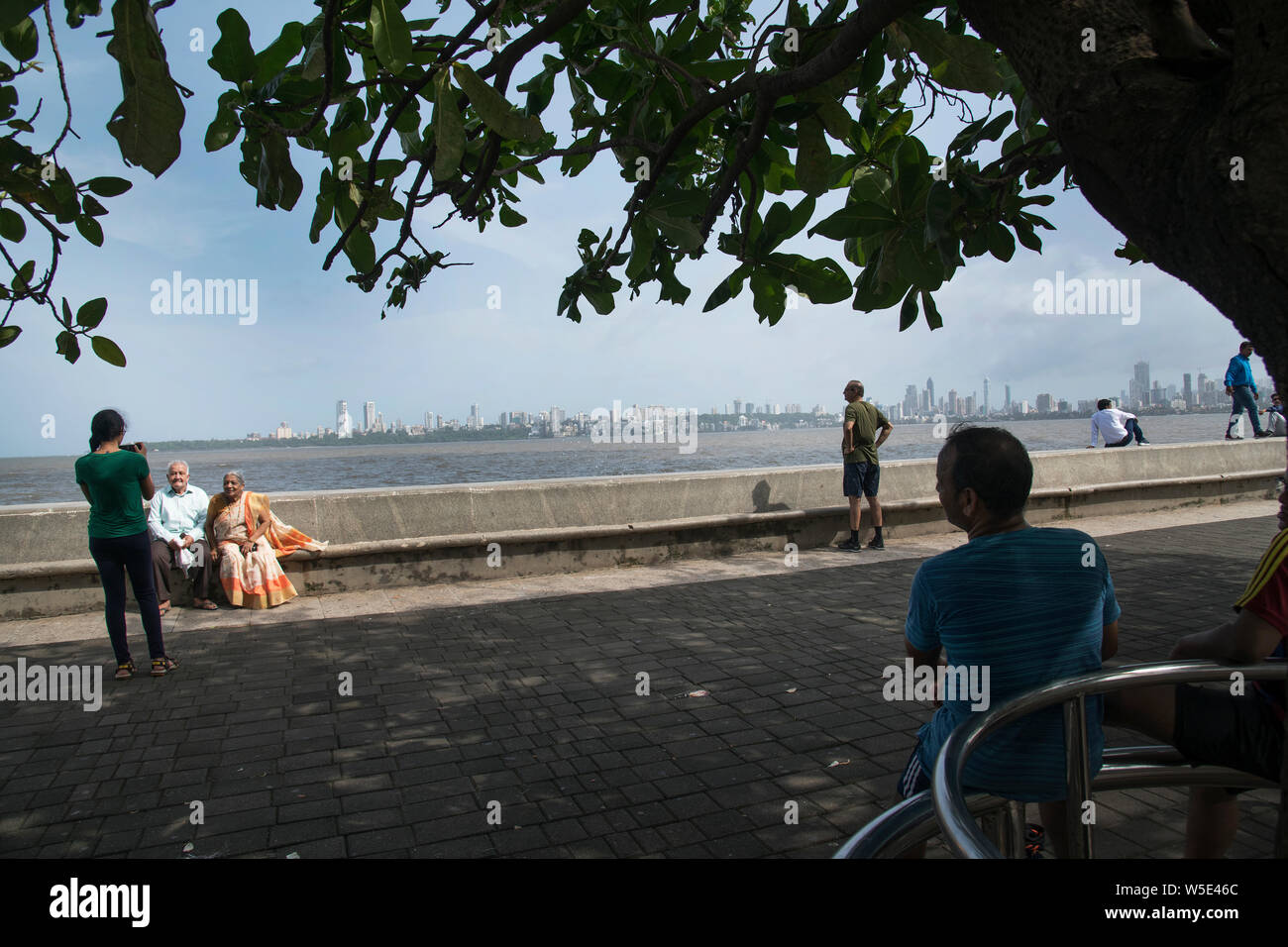 Das Bild der Straße leben von Nariman Point und die Skyline von Marine Drive, Nariman Point, Mumbai, Indien Stockfoto