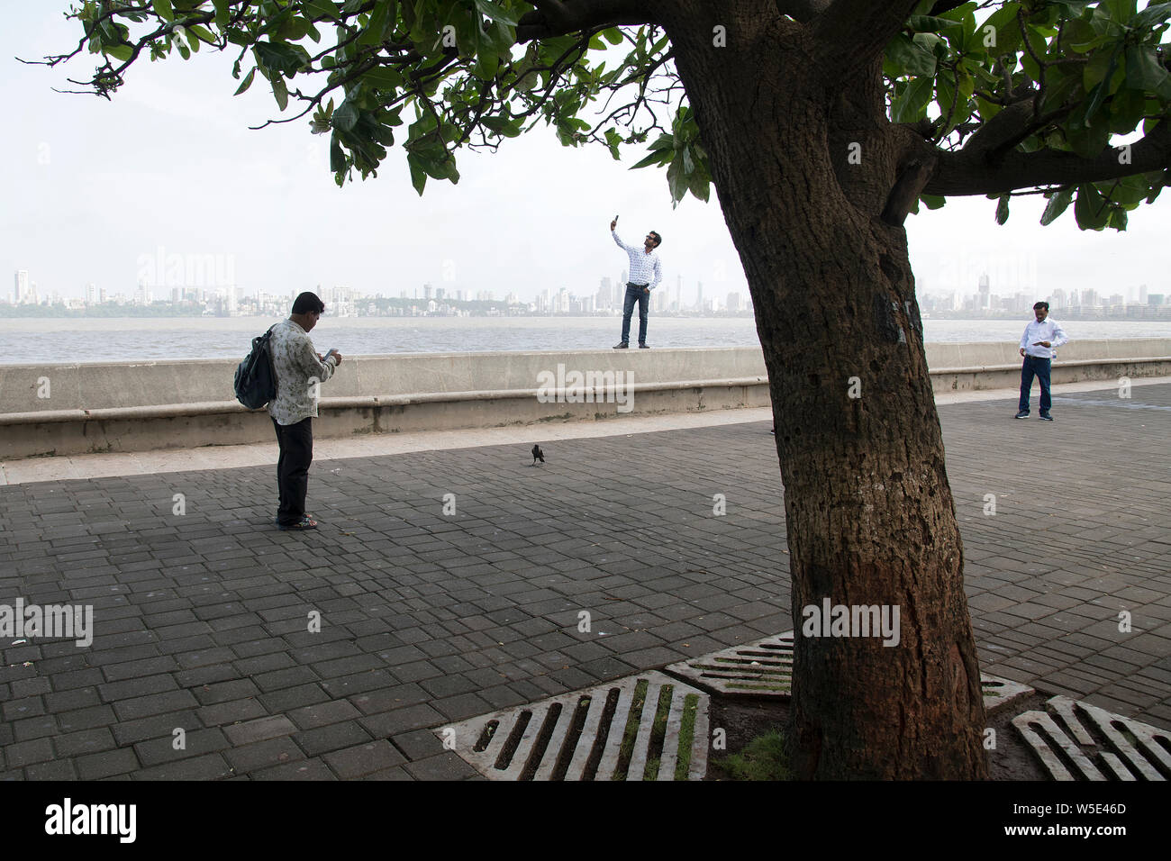 Das Bild der Straße leben von Nariman Point und die Skyline von Marine Drive, Nariman Point, Mumbai, Indien Stockfoto
