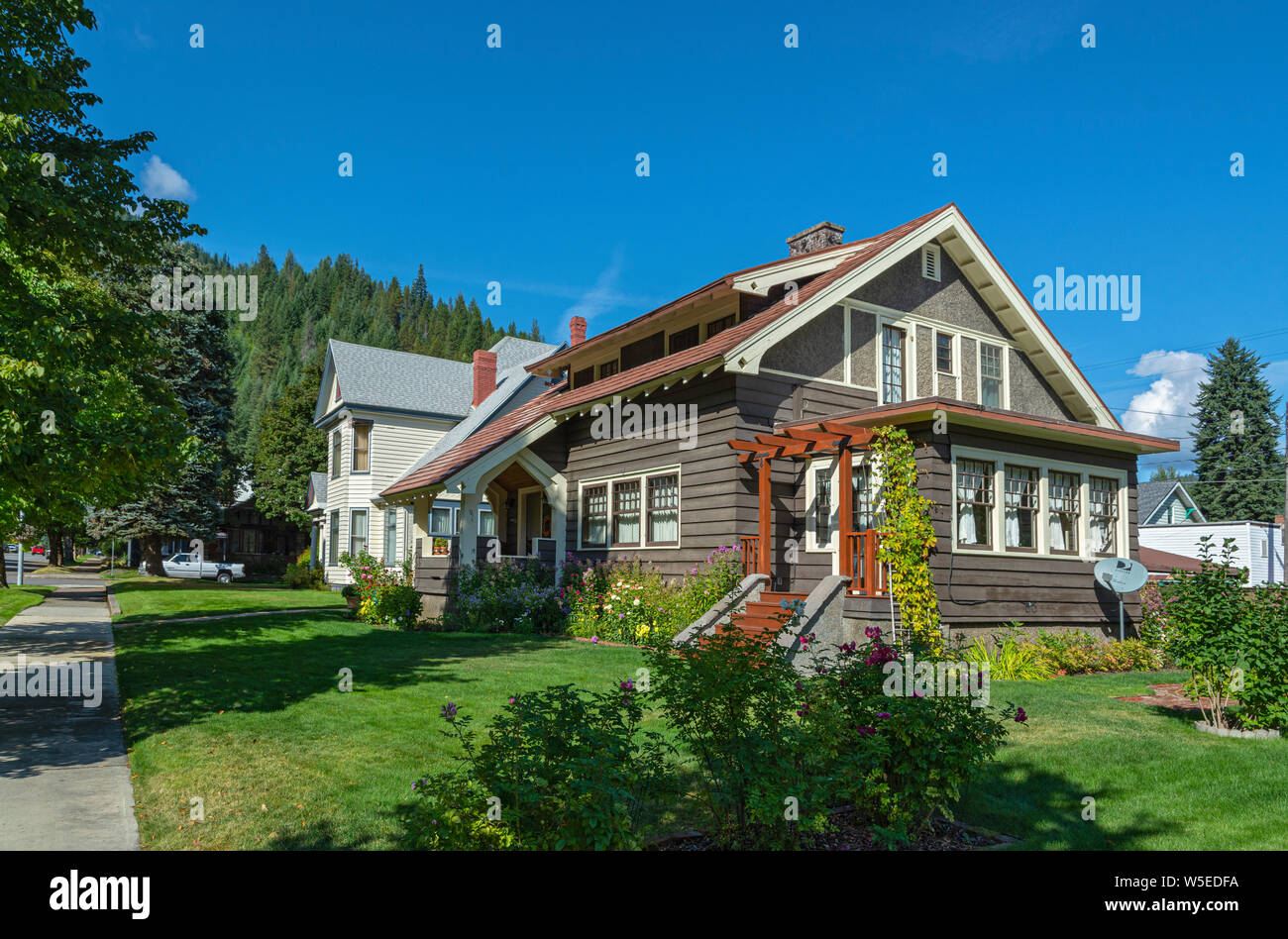 Idaho, Wallace, historische Bergbaustadt 1884 gegründet, Private Residences Stockfoto