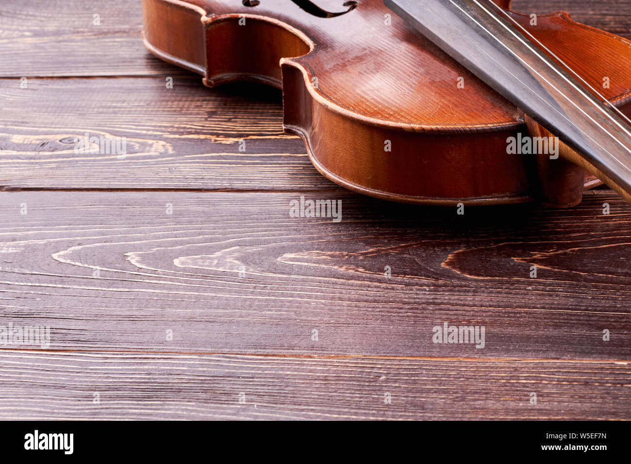 Vintage Violine und Copy Space. Stockfoto