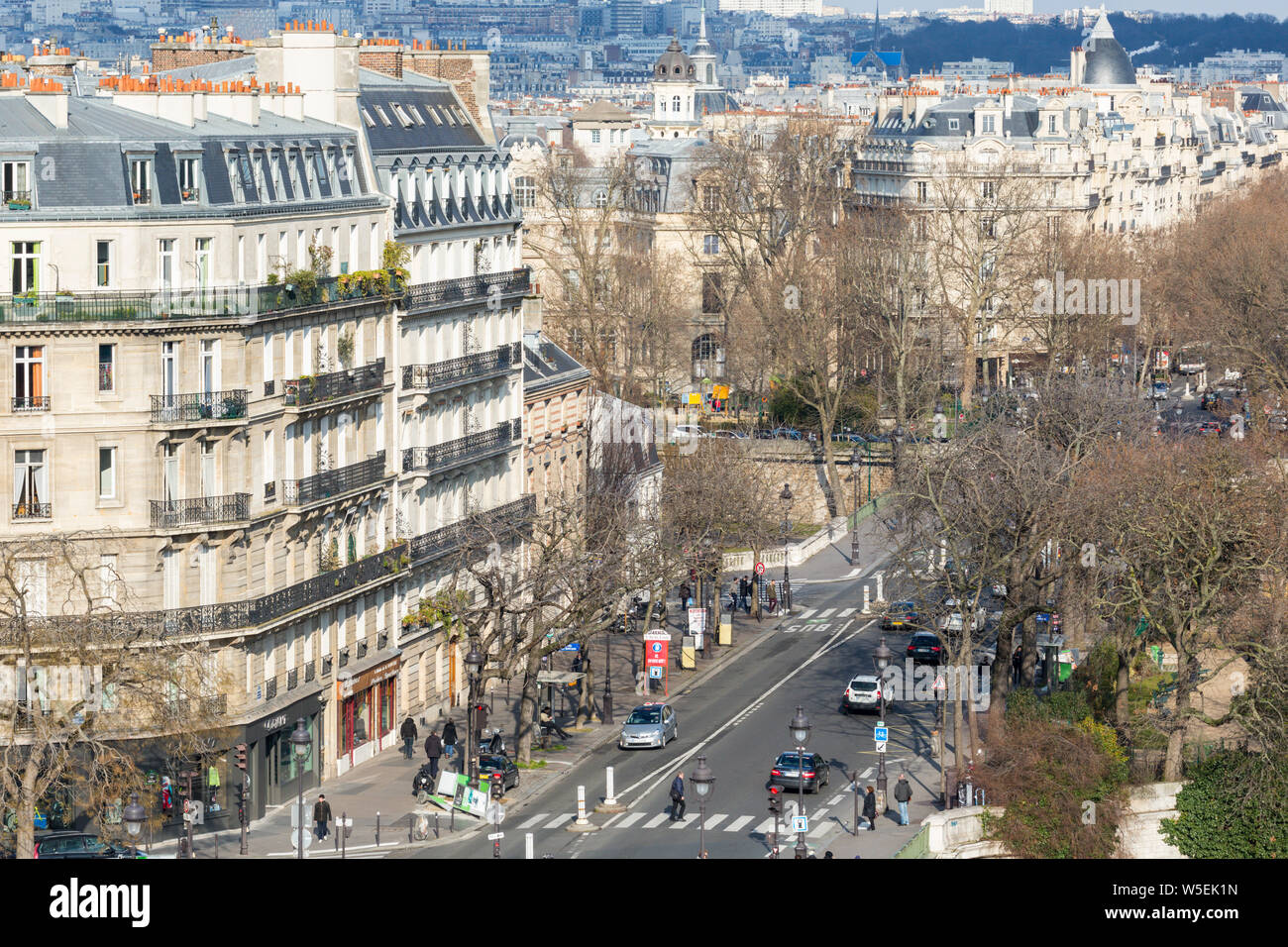 Blick auf die Ile Saint Louis aus der arabischen Welt Institut, Paris Stockfoto