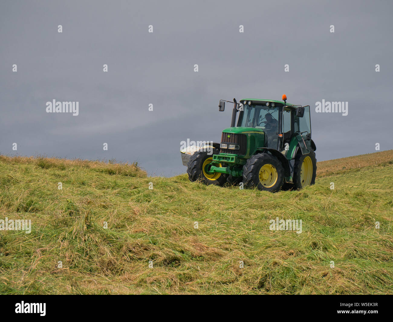 Silaging arbeiten an den Llyn Halbinsel, Gwynedd, Wales, Großbritannien Stockfoto