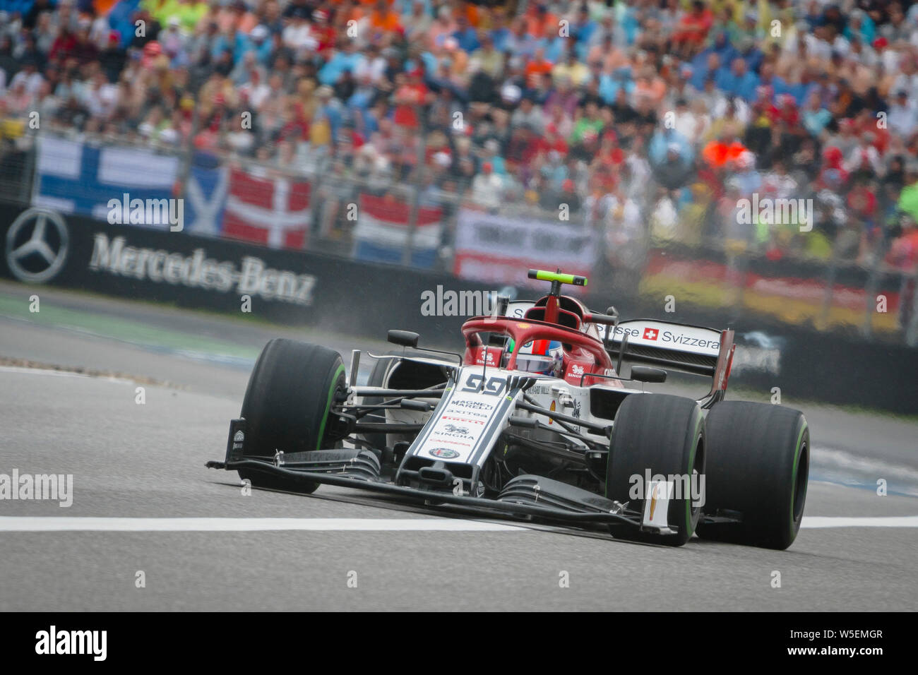 Hockenheim, Deutschland. 28. Juli 2019. Alfa Romeo Racing italienische Fahrer Antonio Giovinazzi konkurriert während der Deutschen F1 Grand Prix Rennen. Credit: SOPA Images Limited/Alamy leben Nachrichten Stockfoto