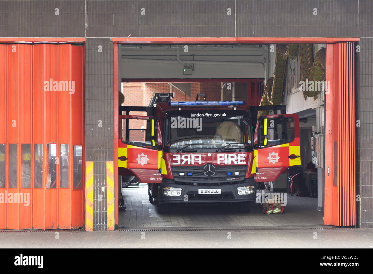 London Fire Station und fire truck Stockfoto