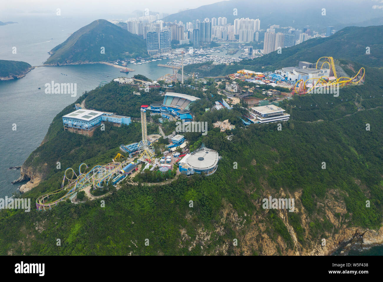 Luftaufnahme von Ocean Park in Hongkong Stockfoto