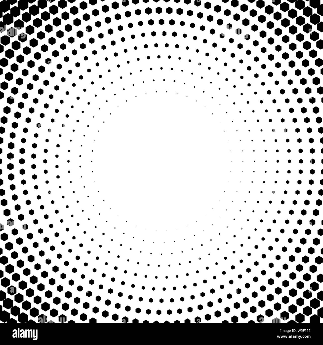 Vektor circl Halftone geometrische nahtlose Muster mit Würfel formen. Schwarz Weiss Design für Plakate, Websites, Visitenkarten, Cover, Labels Mock-up, vinta Stock Vektor