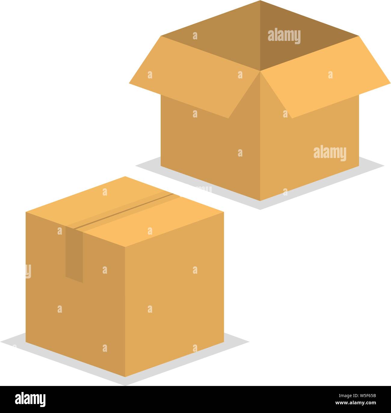 Karton Lieferung Verpackung geöffnet und geschlossen. Stock Vektor