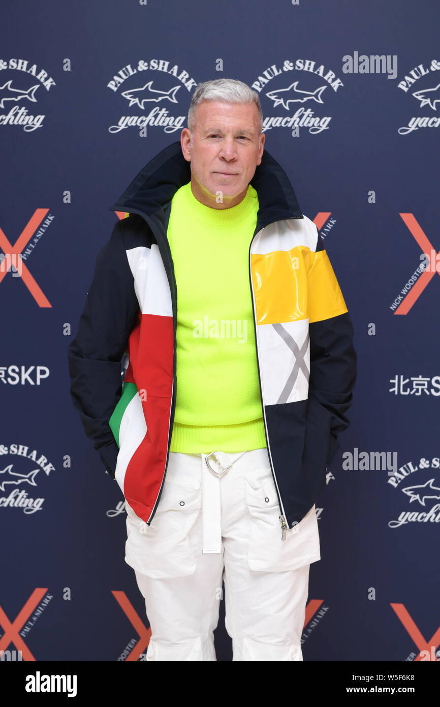 American Fashion Consultant Nick Wooster besucht eine Werbeveranstaltung für Paul & Shark in Peking, China, 26. März 2019. Stockfoto