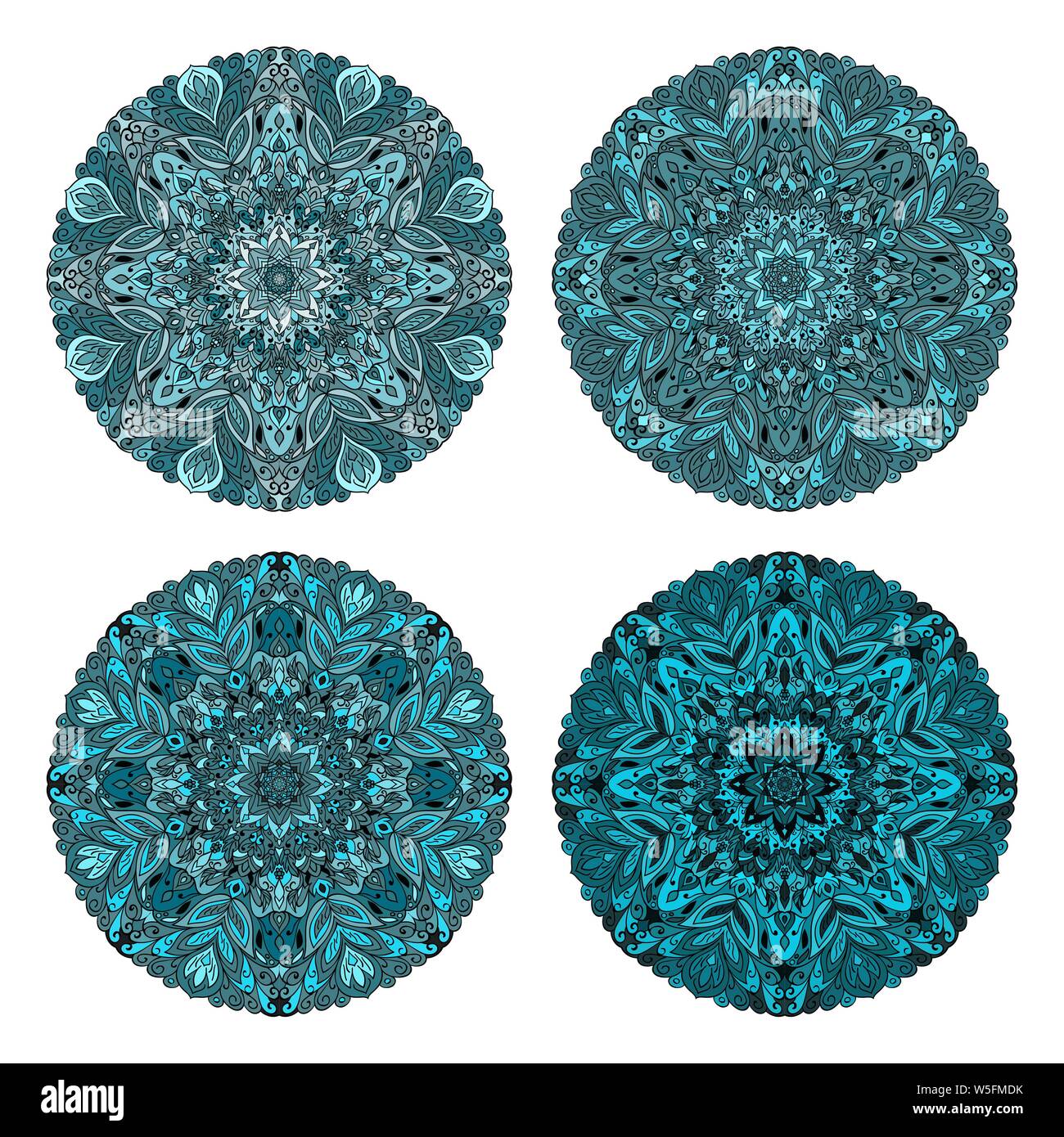 Der kreisförmige Muster. Farbige Mandalas. Runde geometrische Ornamente. Vektor Rundschreiben geometrische Verzierung. Runde Muster. Stock Vektor