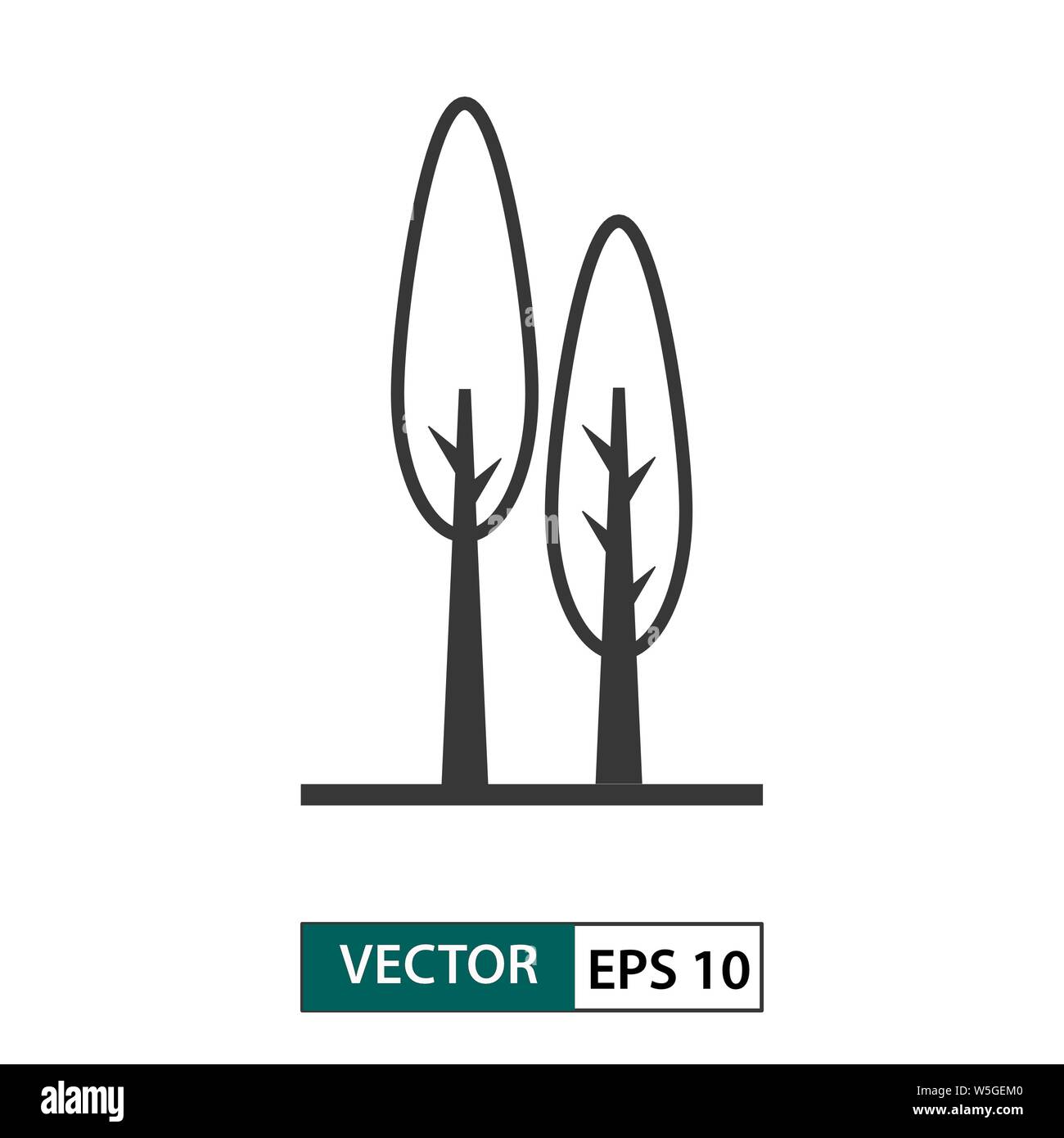 Baum Symbol. Umrisse Stil. Auf weissem Hintergrund. Vector Illustration EPS 10. Stock Vektor