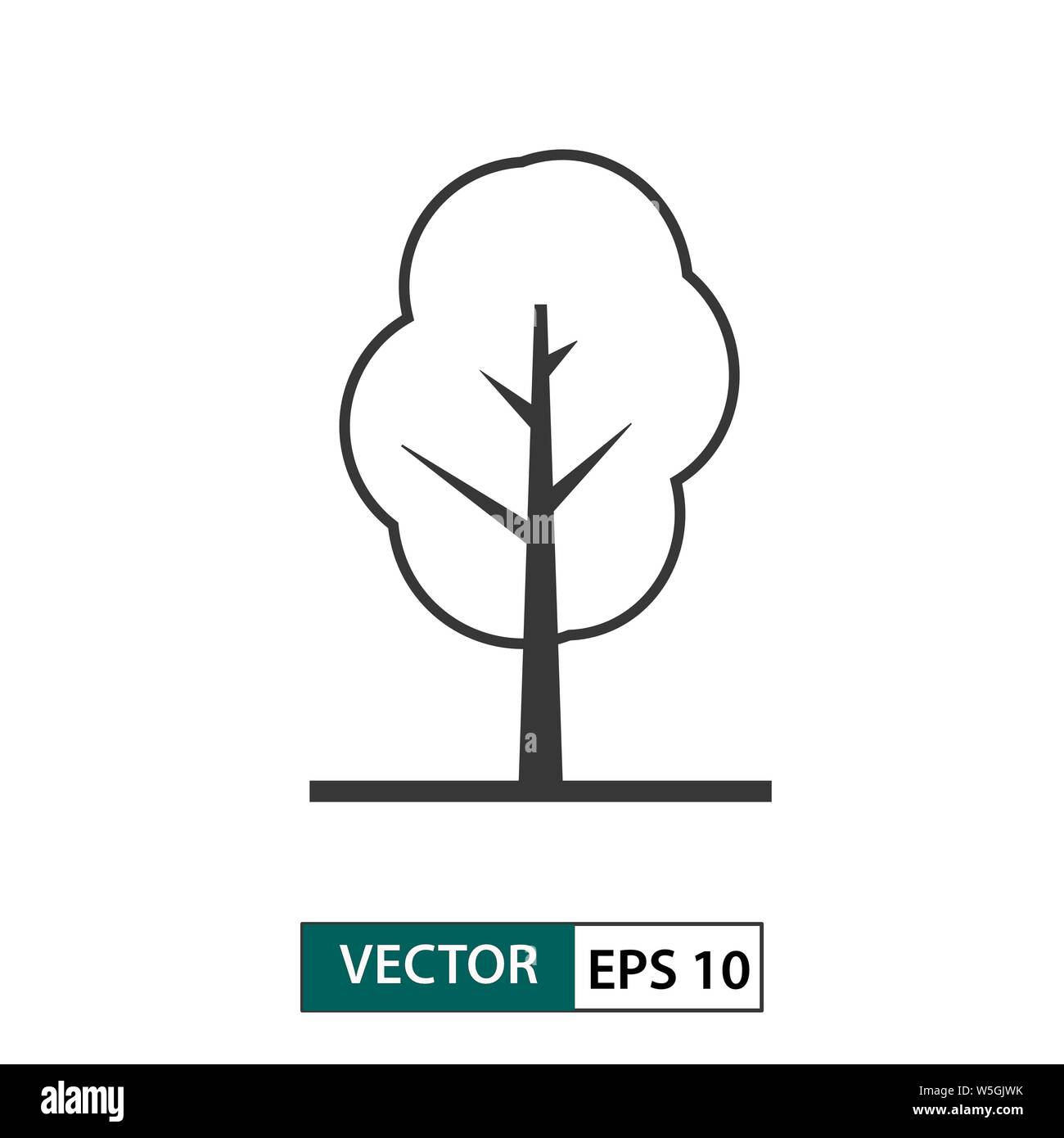 Baum Symbol. Umrisse Stil. Auf weissem Hintergrund. Vector Illustration EPS 10. Stock Vektor