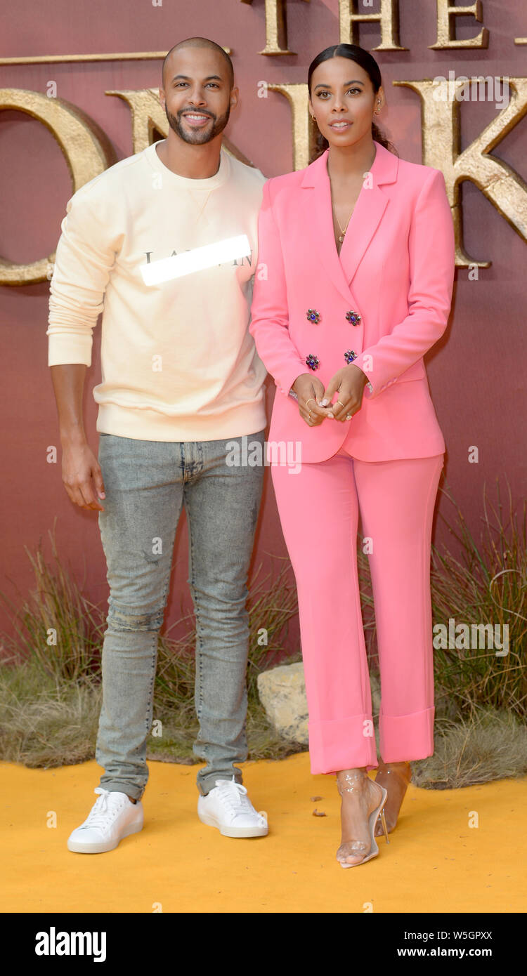 Foto muss Gutgeschrieben © Alpha Presse 078237 14/07/2019 Marvin werden Humes und Rochelle Wiseman Humes König der Löwen europäische Premiere London Stockfoto