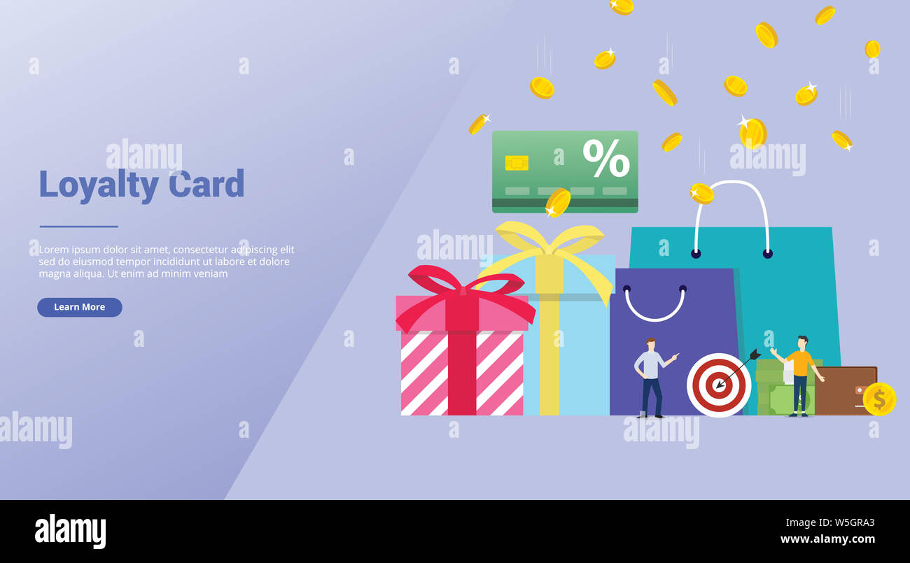 Treuekarte bonus Rabatt Konzept mit Team Menschen und Geschenk mit modernen Stil für Website Vorlage Landung Startseite - Vector Illustration Stockfoto