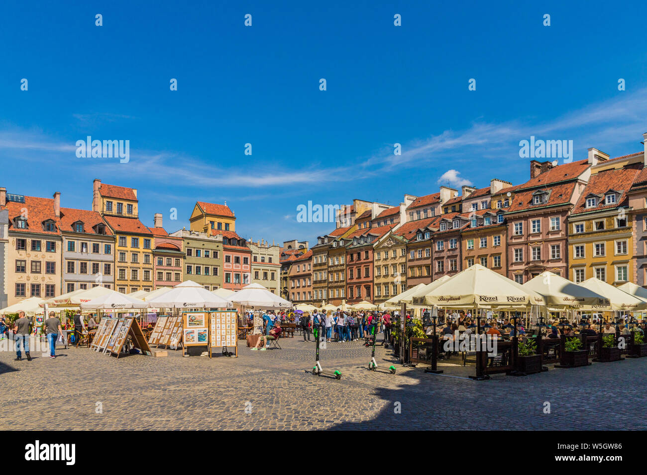 Die farbenfrohe Altstadt Marktplatz Platz in der Altstadt, Weltkulturerbe der UNESCO, Warschau, Polen, Europa Stockfoto