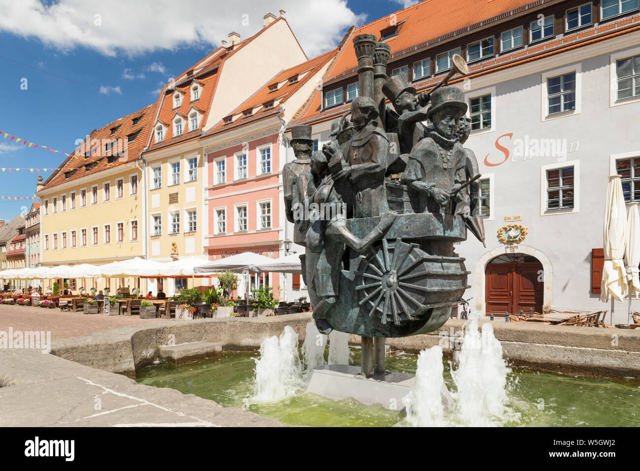 Brunnen am Untermarkt, Pirna, Sächsische Schweiz, Sachsen, Deutschland, Europa Stockfoto