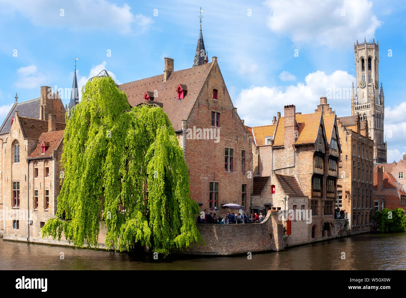 Mittelalterliche Stadtzentrum, UNESCO World Heritage Site, rozenhoedkaai Canal, Brügge, Westflandern, Belgien, Europa Stockfoto