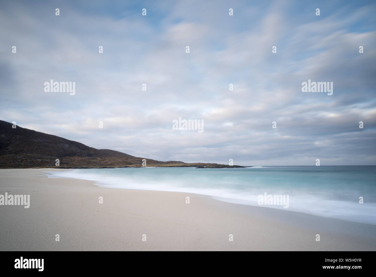 Dämmerung am Halaman Tangasdale Strand (Bucht), Barra, Äußere Hebriden, Schottland, Großbritannien, Europa Stockfoto