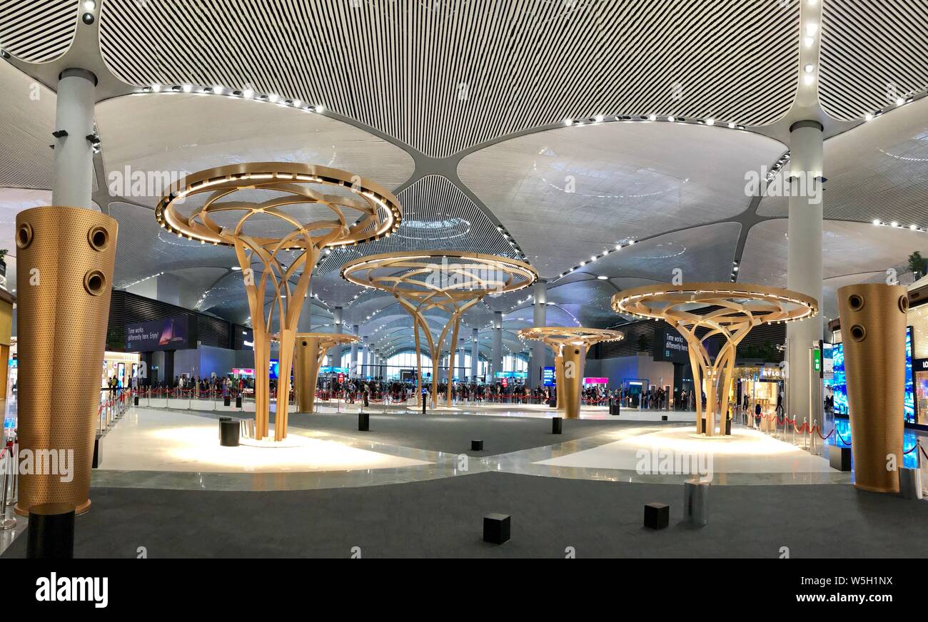 Innenansicht des neuen Flughafen von Istanbul. Neue Istanbul Flughafen ist der Internationale Flughafen in Istanbul, Türkei. Stockfoto