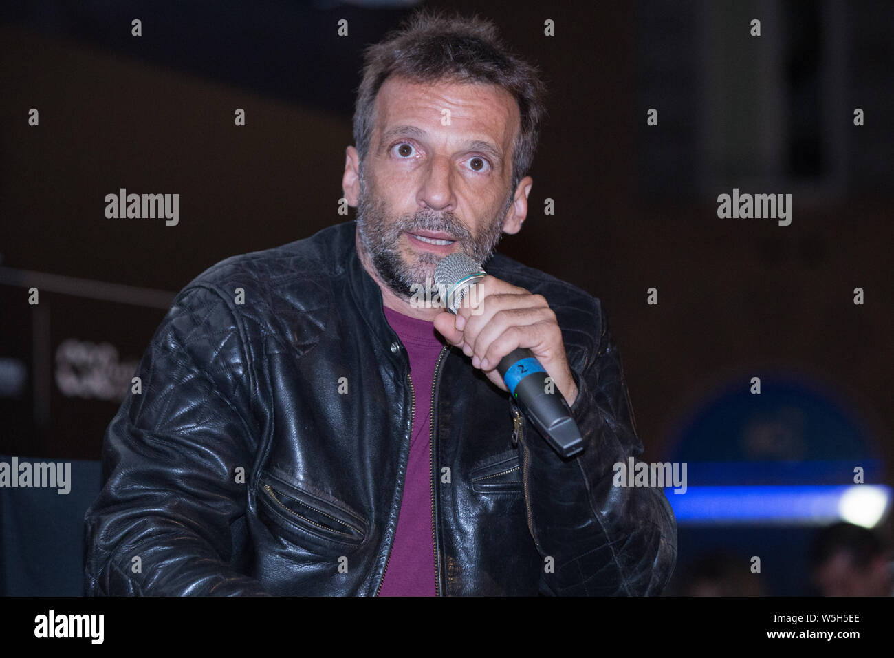 Rom, Italien. 28. Juli 2019. Mathieu Kassovitz der französische Regisseur und Schauspieler Mathieu Kassovitz in das Filmfestival "Il Cinema in Piazza' durch die Ragazzi del Cinema Amerika in der Arena der Piazza San Cosimato in Rom teilgenommen. Credit: Matteo Nardone/Pacific Press/Alamy leben Nachrichten Stockfoto