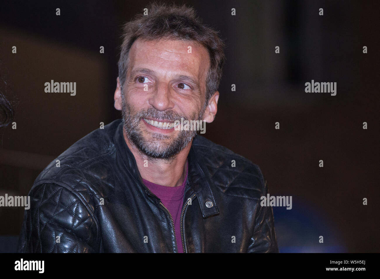 Rom, Italien. 28. Juli 2019. Mathieu Kassovitz der französische Regisseur und Schauspieler Mathieu Kassovitz in das Filmfestival "Il Cinema in Piazza' durch die Ragazzi del Cinema Amerika in der Arena der Piazza San Cosimato in Rom teilgenommen. Credit: Matteo Nardone/Pacific Press/Alamy leben Nachrichten Stockfoto