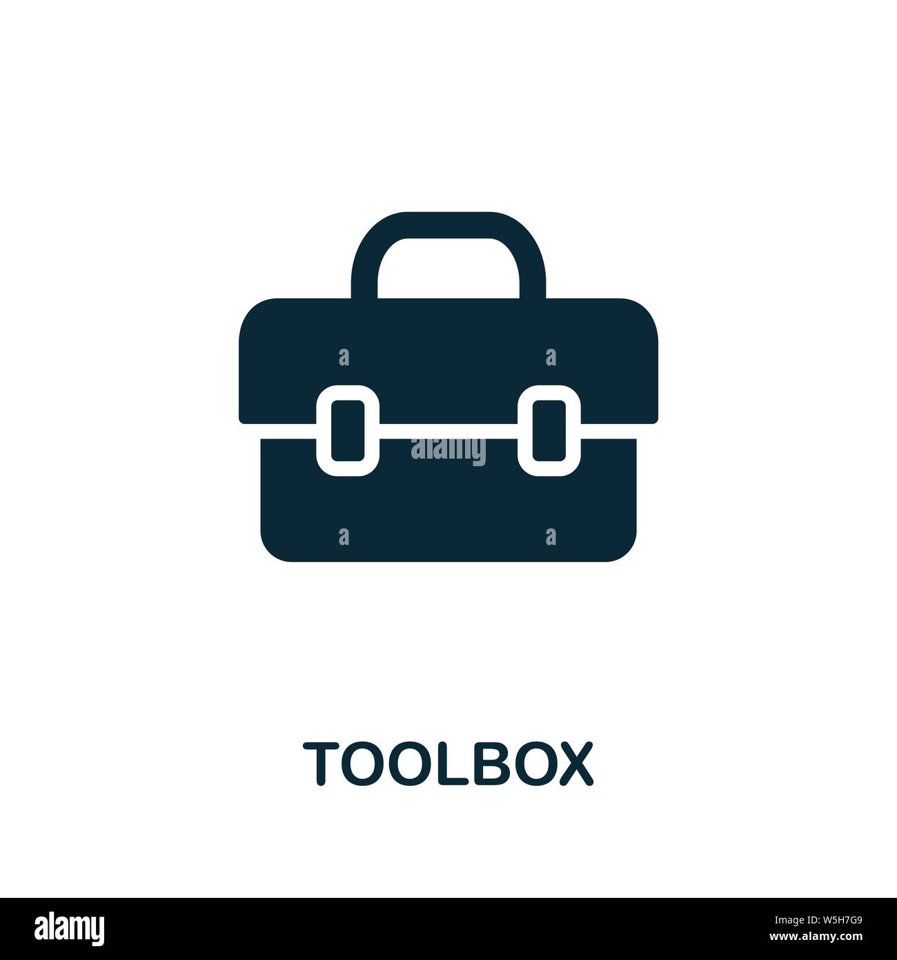 Symbol für Toolbox-Vektor. Kreative Zeichen aus Bauwerkzeuge Icons Sammlung. Gefüllte flache Toolbox Symbol für Computer und mobile Stock Vektor