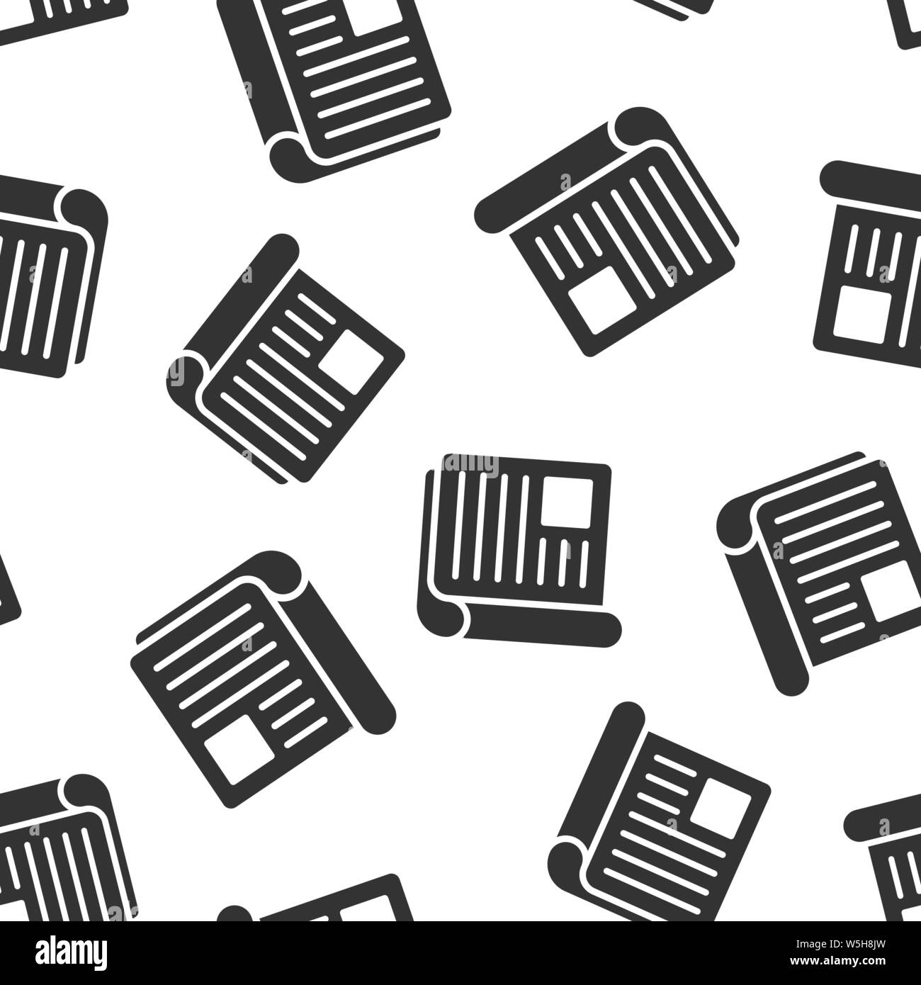 Zeitschrift Seite Symbol nahtlose Muster Hintergrund. News Vector Illustration auf weißem Hintergrund isoliert. Broschüre Business Konzept. Stock Vektor