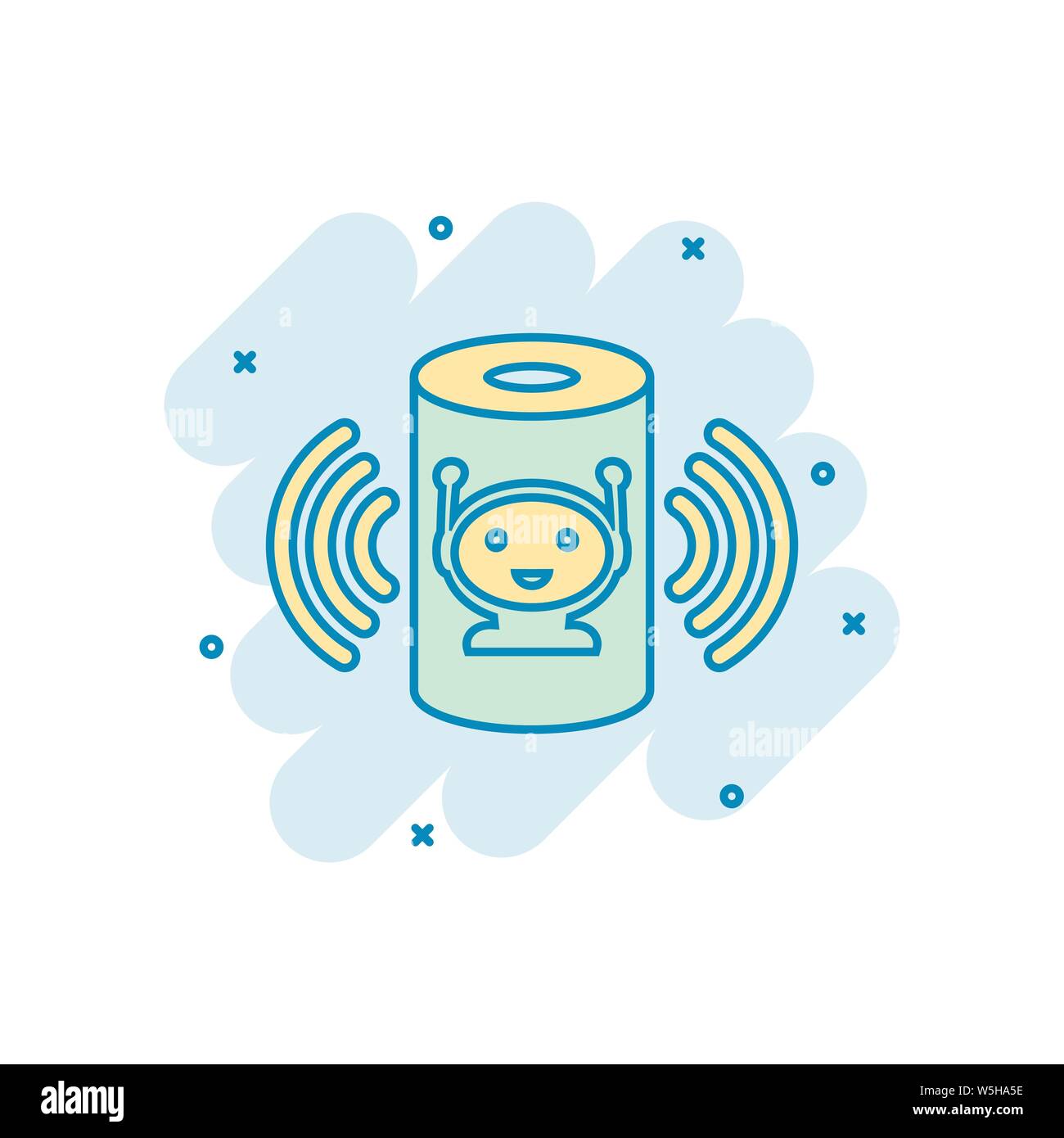 Voice Assistant Symbol im Comic-stil. Smart Home vektor Cartoon Illustration auf weißem Hintergrund isoliert unterstützen. Command Center Business Konzept splas Stock Vektor