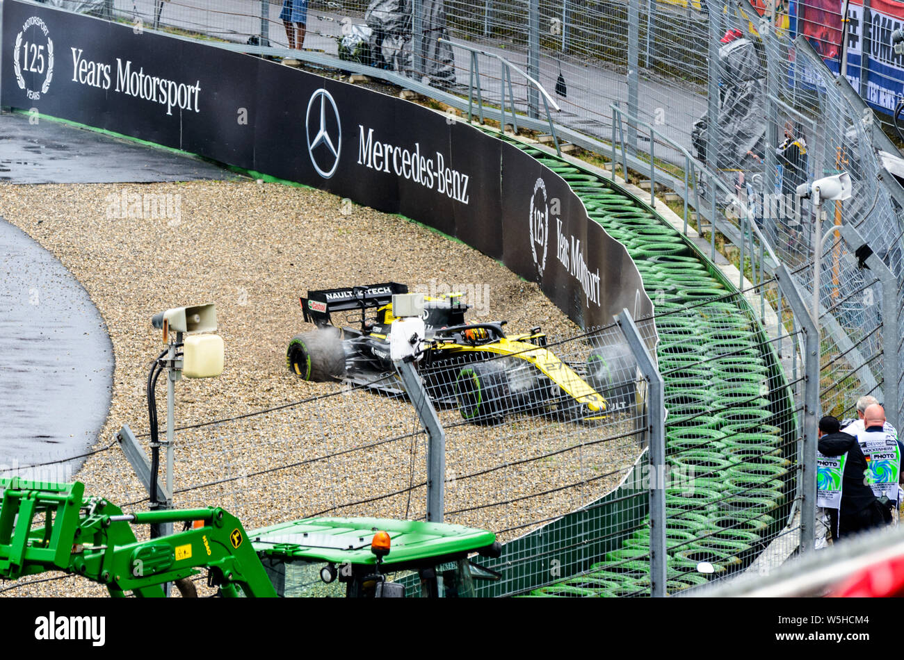 Formel 1 GP Deutschland in Hockenheim, 28. Juli 2019: Nico Hulkenberg Unfall Stockfoto
