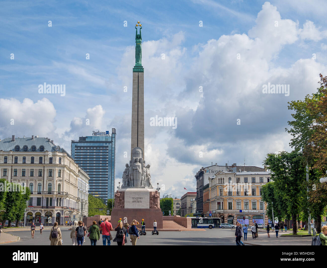 Freiheitsdenkmal in Riga, Lettland, Baltikum, EU. Stockfoto
