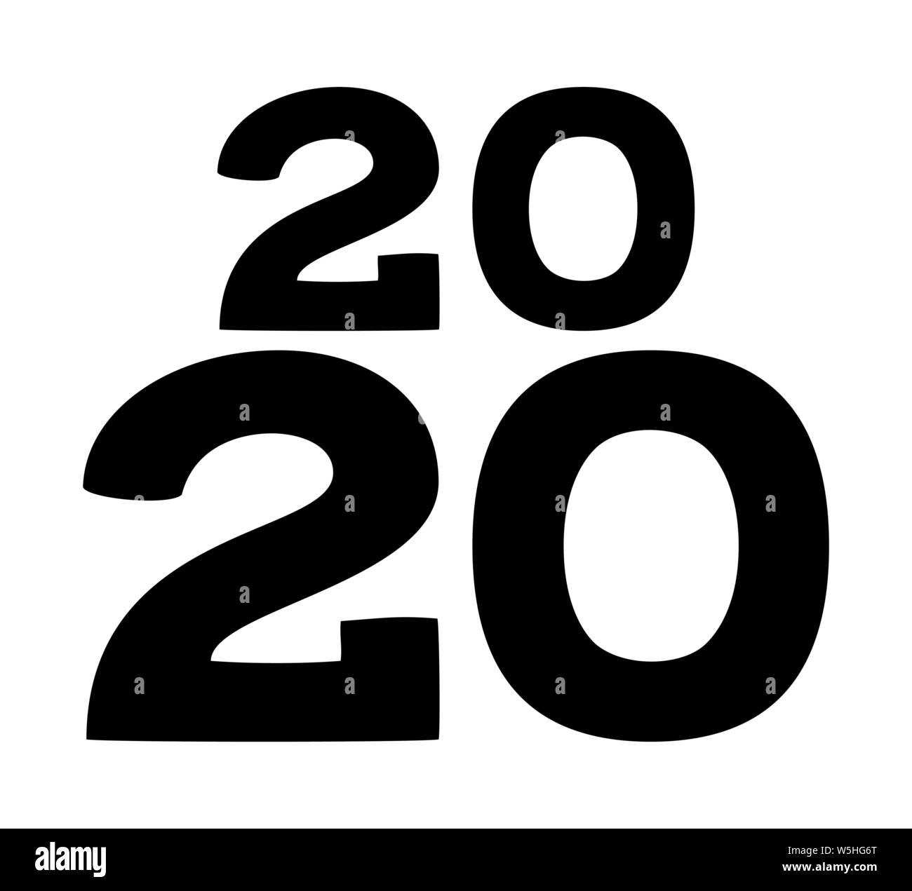 Schwarz Weiß 2020 unterschiedliche Höhe Anzahl Poster Stock Vektor