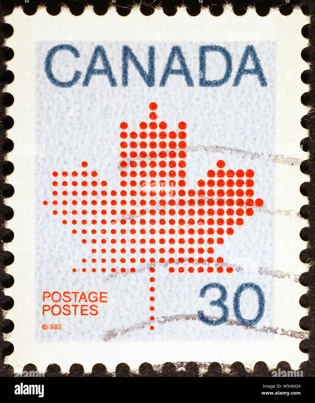 Stilisierte Ahornblatt auf kanadischer Briefmarke Stockfoto