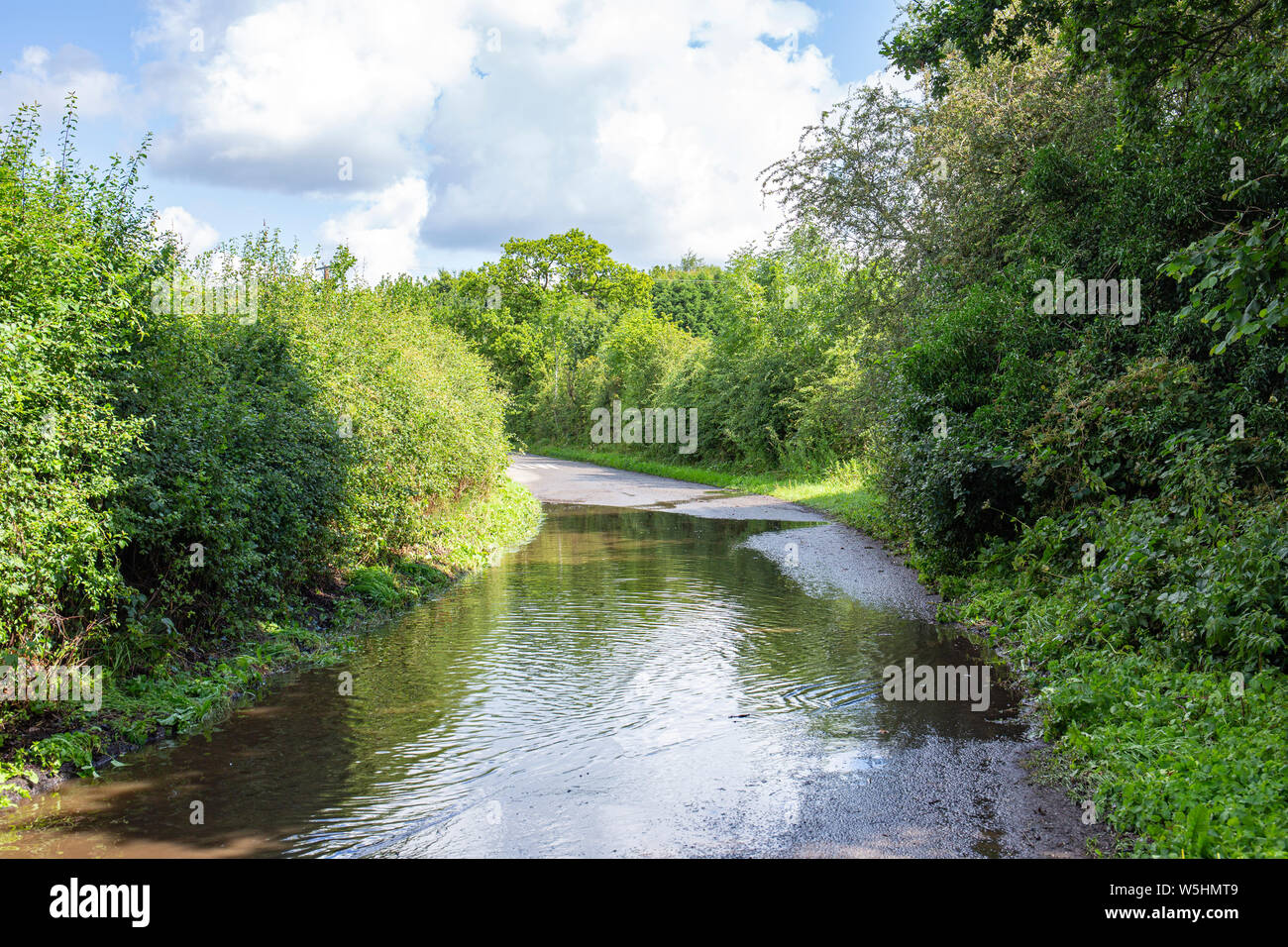 Überschwemmte Land Lane in Cheshire UK Stockfoto