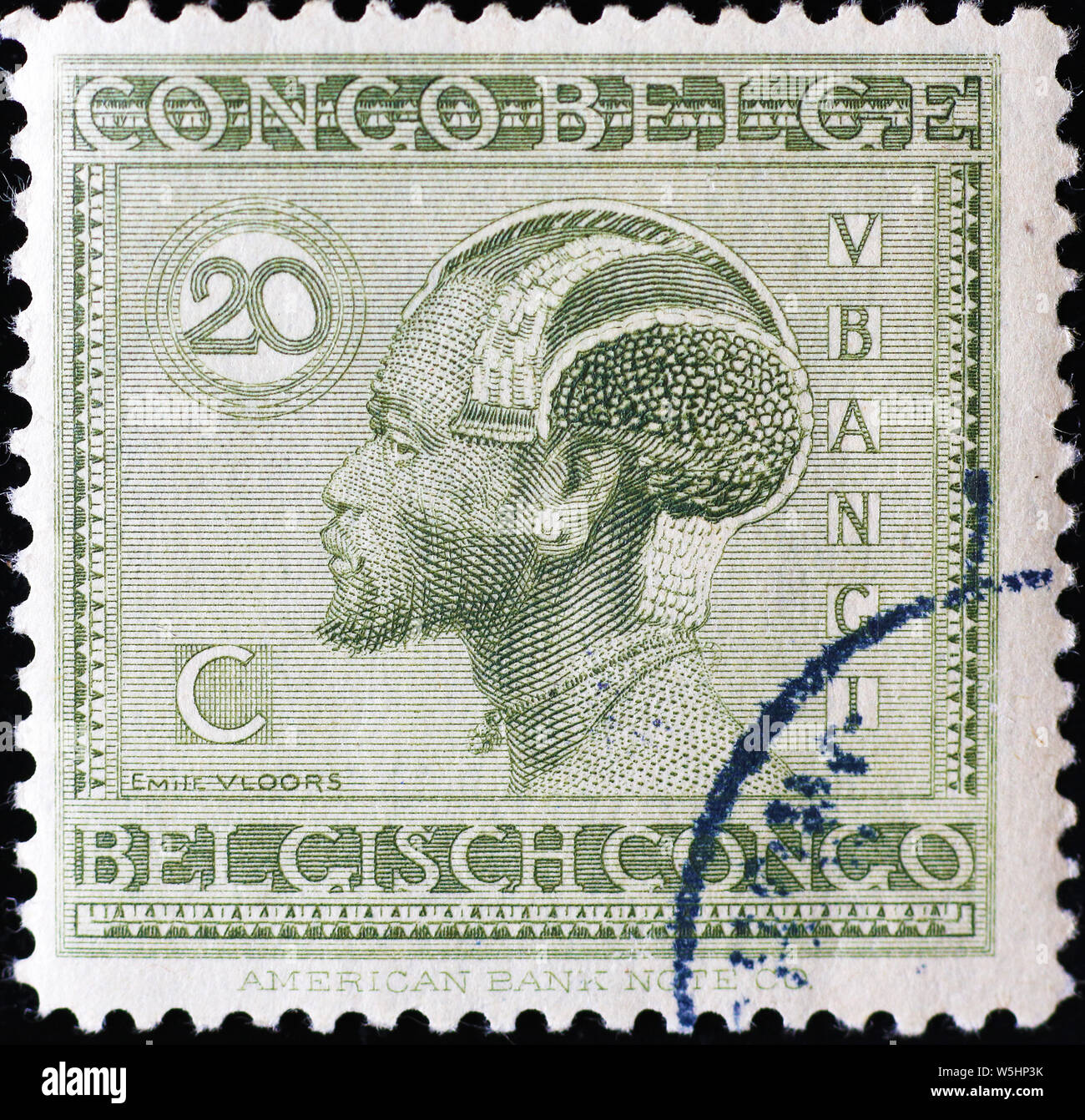 Leiter der afrikanische Mann auf alte Briefmarke Stockfoto